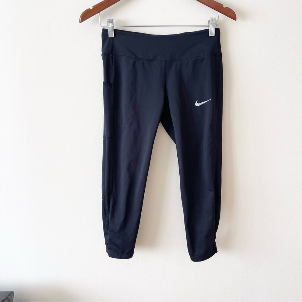 Nike Dri-Fit Power Crop Racer Athletic Running Leggings Women’s size S Black